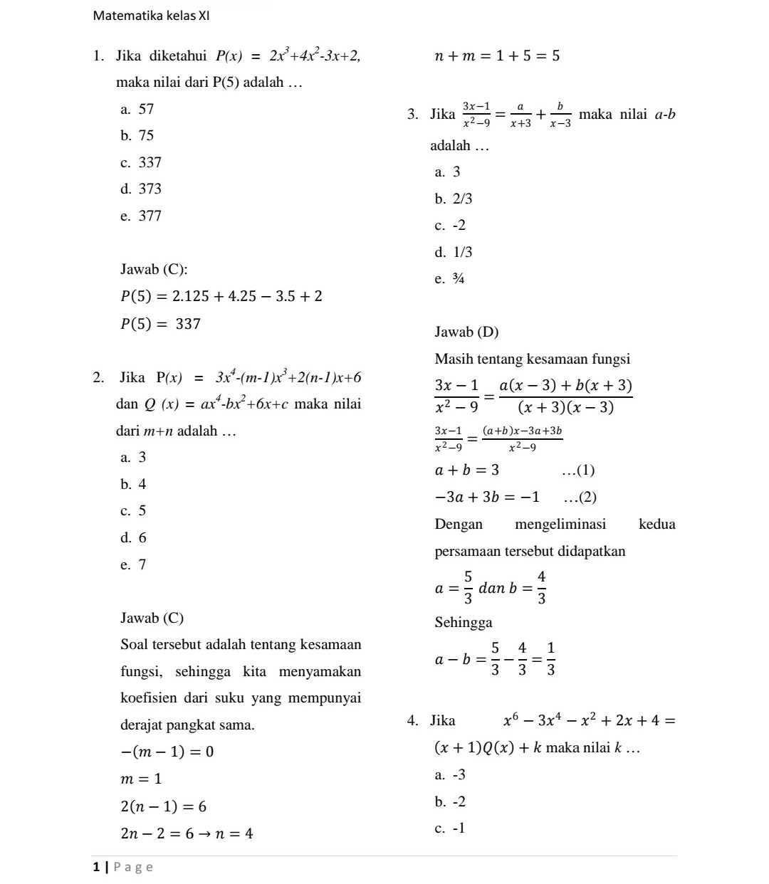 Soal Dan Pembahasan Matematika Kelas Xi Semester 1 Dicky Zhue